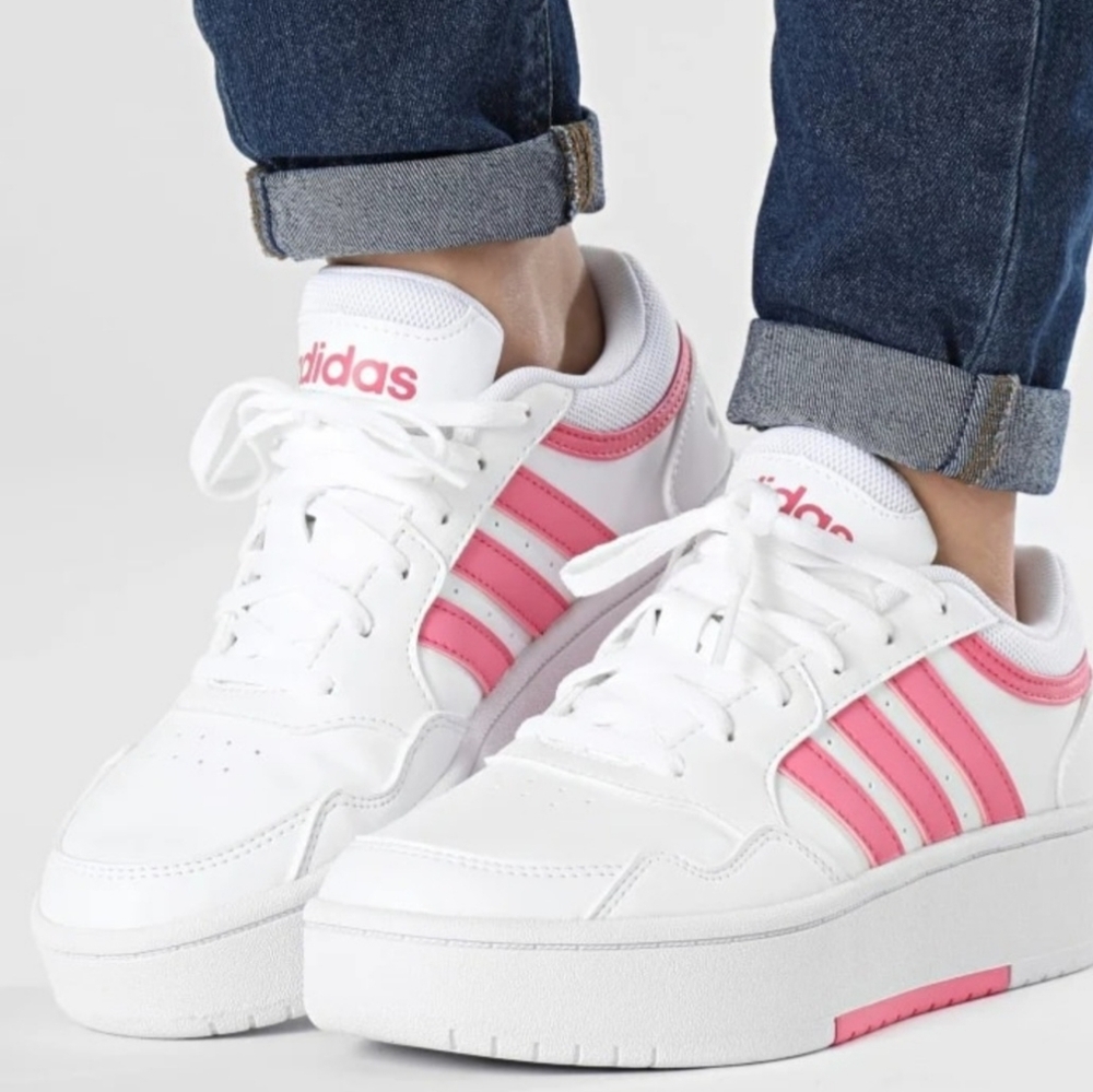 adidas Women's Hoops 3.0 Bold Shoes White/Fusion Pink